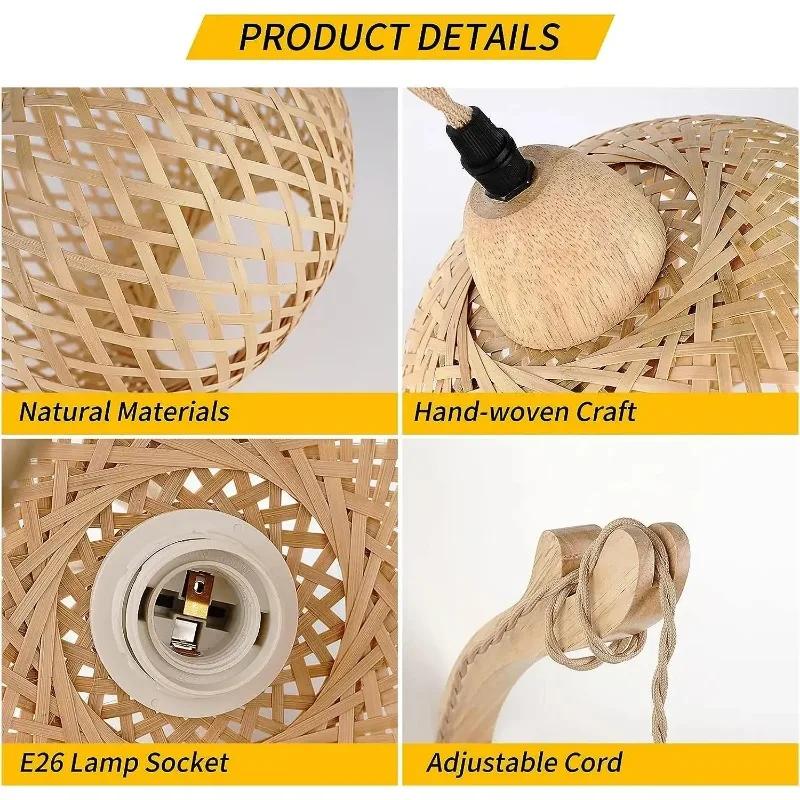 Natural Rattan Wicker E27 Hand-Woven Bamboo Room Decorative Lampshades Wall Light Fixtures Chandeliers Bamboo Lantern Wall Lamps