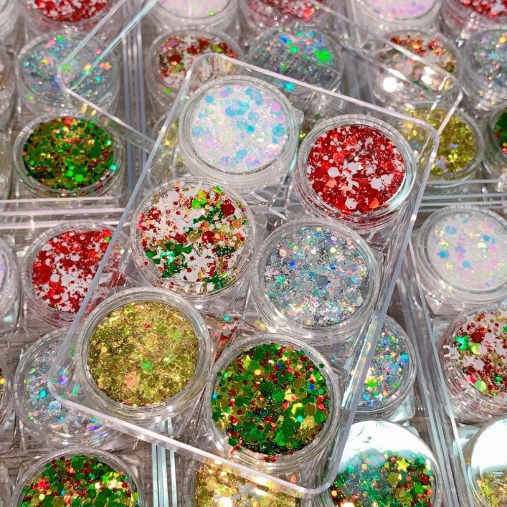 6 шт./набор Гель с блестками для лица, волос, тела, ногтей Мерцающий Разноцветный Гель-крем с блестками Украшения для лица и тела