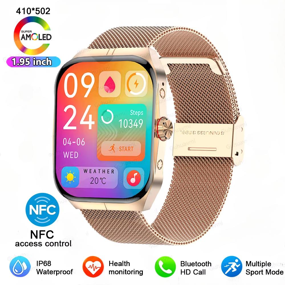 2025 Новые умные часы с NFC AMOLED-экран Всегда показывает время Bluetooth-звонок Серия 9 Часы Пользовательский циферблат Мужские Спортивные Здоровье Женские Смарт-часы