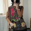 2024 Autumn Women Sleeveless Buttons Vest Sweaters Style Printing Knitting Casual Loose Sweater