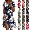 Платье в стиле бохо с коротким рукавом для женщин, повседневное, свободного кроя, летнее, сарафан с цветочным принтом и карманами