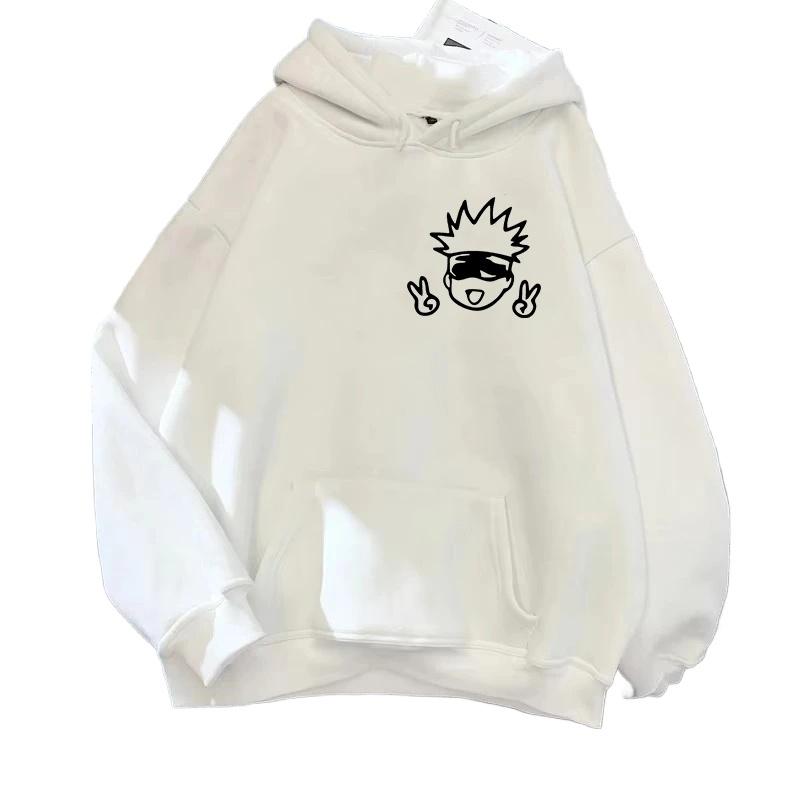 Толстовки с капюшоном в стиле аниме Толстовки с капюшоном и свитшотами с принтом Kawaii Gojo Satoru в уличном стиле для женщин