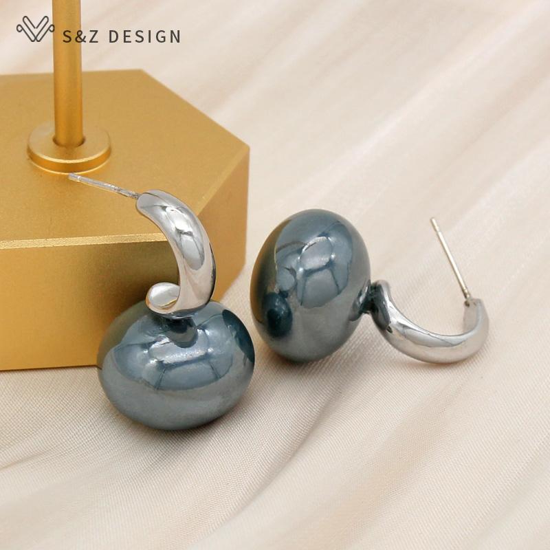 Модные красочные серьги-гвоздики с большим искусственным жемчугом для женщин и девочек, свадебные украшения, элегантные серьги-капельки цвета розового золота, антиаллергенные