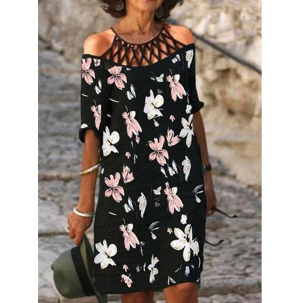 JPNTKY Женская мода лето весна короткие рукава V-образный вырез повседневные платья