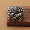 Retro Kylin Chinese Guardian Lion Large Ring for Men Adjustable Open Ring Alloy Zinc Alloy Plated Zircon Mythical Wealth Bless Gift