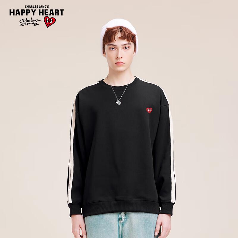 Charles Men's Heart Embroidered Loose-Fit Round Neck Sweatshirt