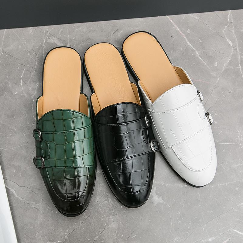 Модные тапочки, роскошные дизайнерские мужские полутапочки, повседневные тапочки, роскошные летние тапочки, кожаные туфли, мужские мюли