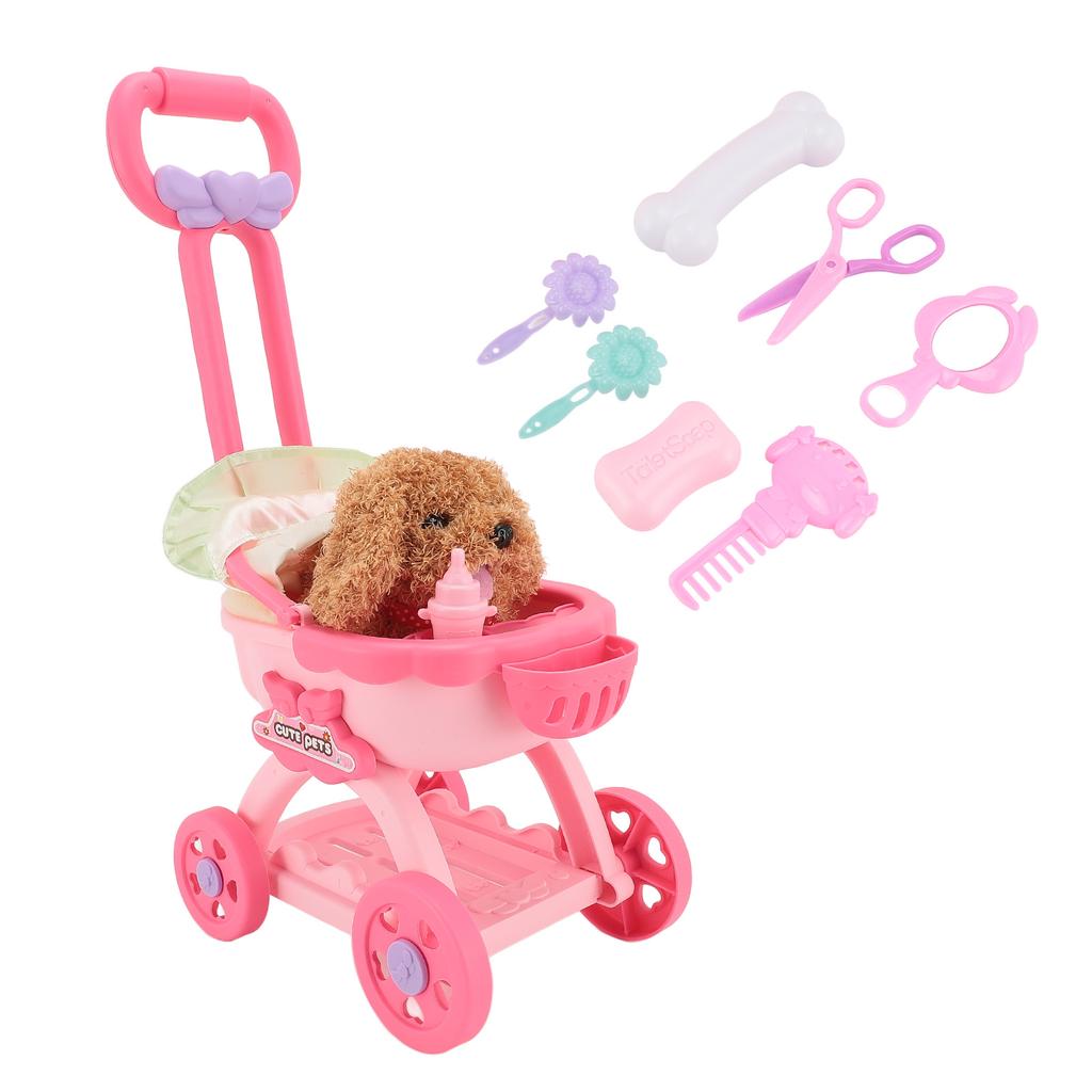 Pet Doll Stroller Toy Pretend Play Dog Large Push Cart Educational Toy for Boys Girls Children