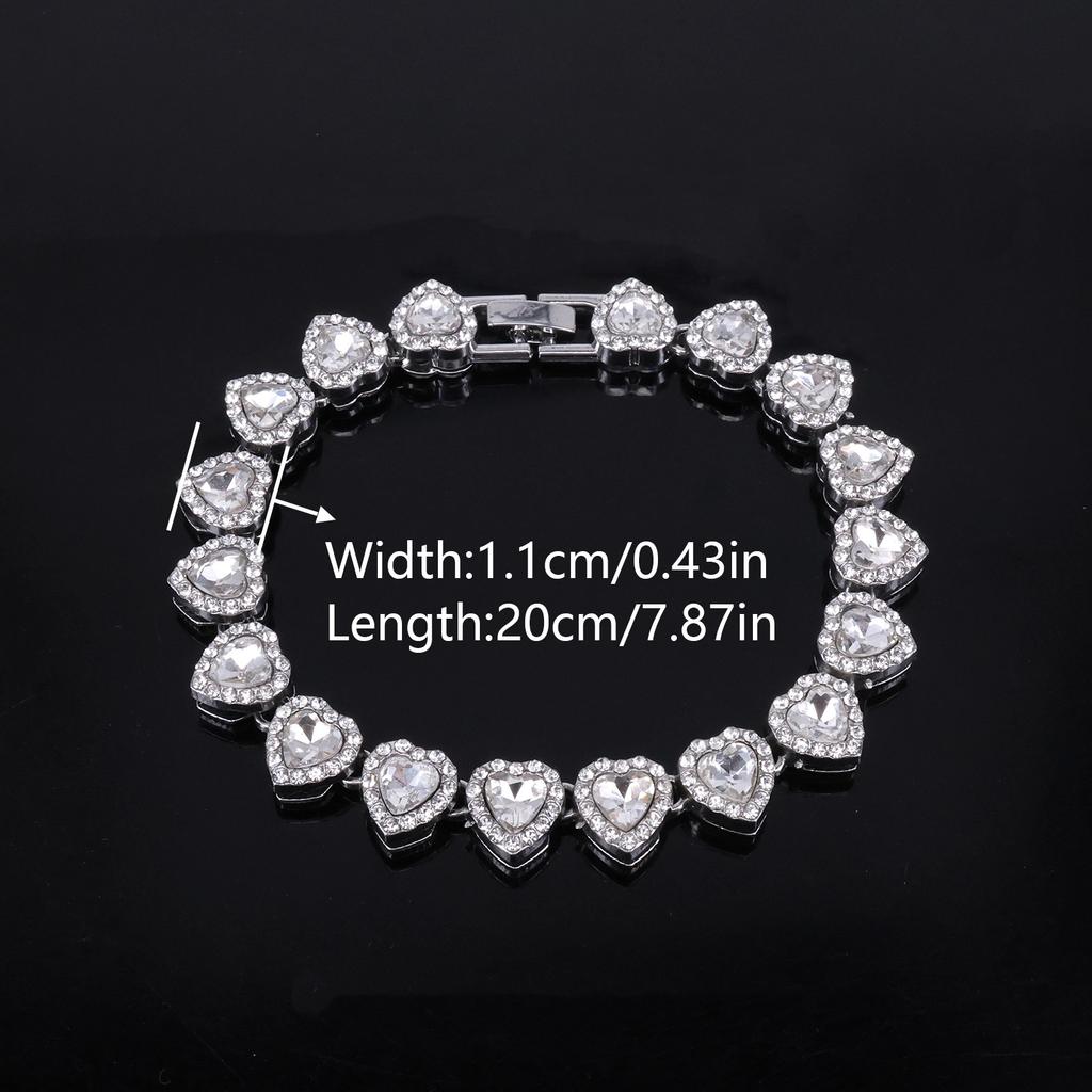 45 см Хип-хоп Теннисная цепочка Браслет Ожерелье Блестящее Сердце Цирконий Рок Вечеринка Ювелирные изделия