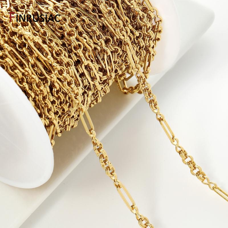 Латунь с покрытием 18 каратным золотом 3:1 Цепочка Фигаро для изготовления украшений, Толстые Большие Тяжелые Цепочки Для DIY Ожерелья Браслета Фурнитура