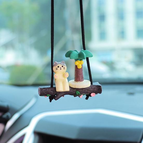 Подвесной кулон в виде кота для автомобиля, 3D-зеркало заднего вида с котом, подвесное украшение, милые аксессуары для подвесного интерьера автомобиля
