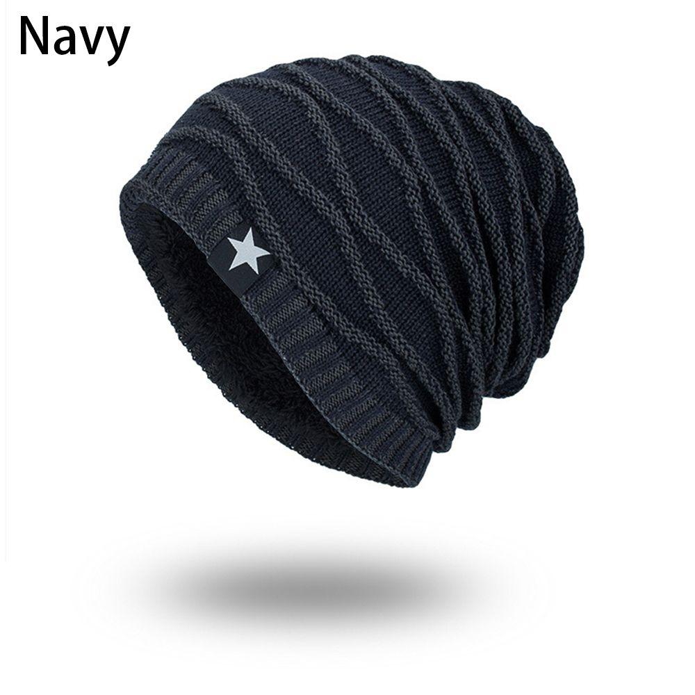 Женская и мужская шапка-бини с флисовой подкладкой, зимняя теплая вязаная шапка, шапка-чулок