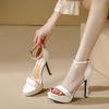 Fashion Women's Sexy Open-Toe Sandals High Heels 12.5cm Platform Party Shoes White Wedding Club Plus Size Supper Flash