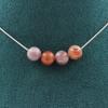 Stones and Minerals. Necklace 4 Pearls Sunstone 8 Mm. Stainless Steel Chain Necklace Women Men. Custom Size