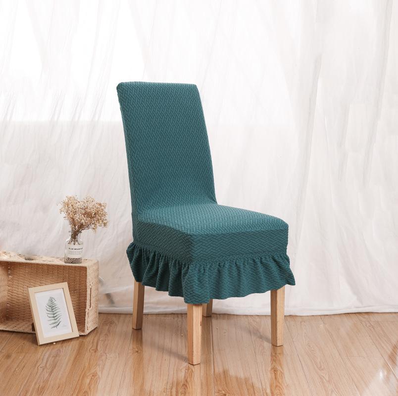 Эластичный чехол на обеденный стул с юбкой, жаккардовый чехол на табурет, мягкий чехол на сиденье, домашний декор