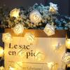 10 Rose Christmas Decoration String Lights Simulation Rose LED Light Post Lantern Lighting Fairy Lights Home Flower Party
