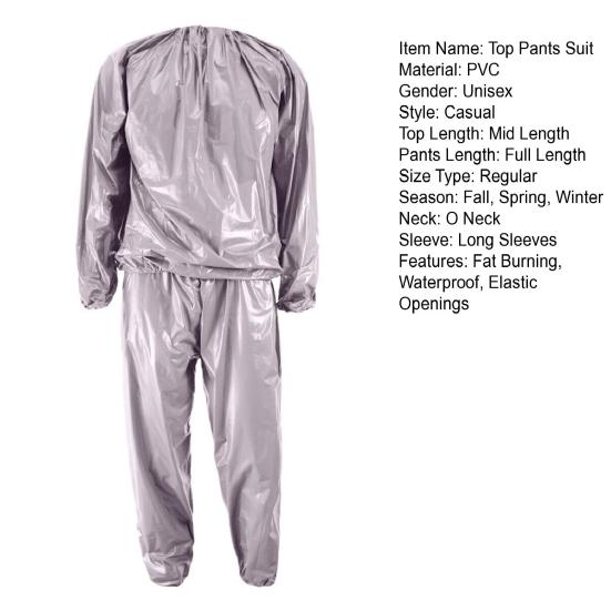2 шт./комплект, топ-брюки для сауны, водонепроницаемый ветрозащитный спортивный костюм для похудения, эластичные вставки, сжигание жира, спортивная одежда для фитнеса и сауны