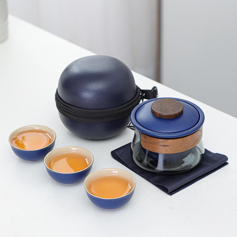 Travel tea set small set outdoor convenient portable glass portable express cup storage opening gift print