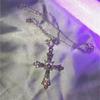 Rhinestone Pendant Cross Necklace Trendy Alloy Jewelry Women Decoration Gift