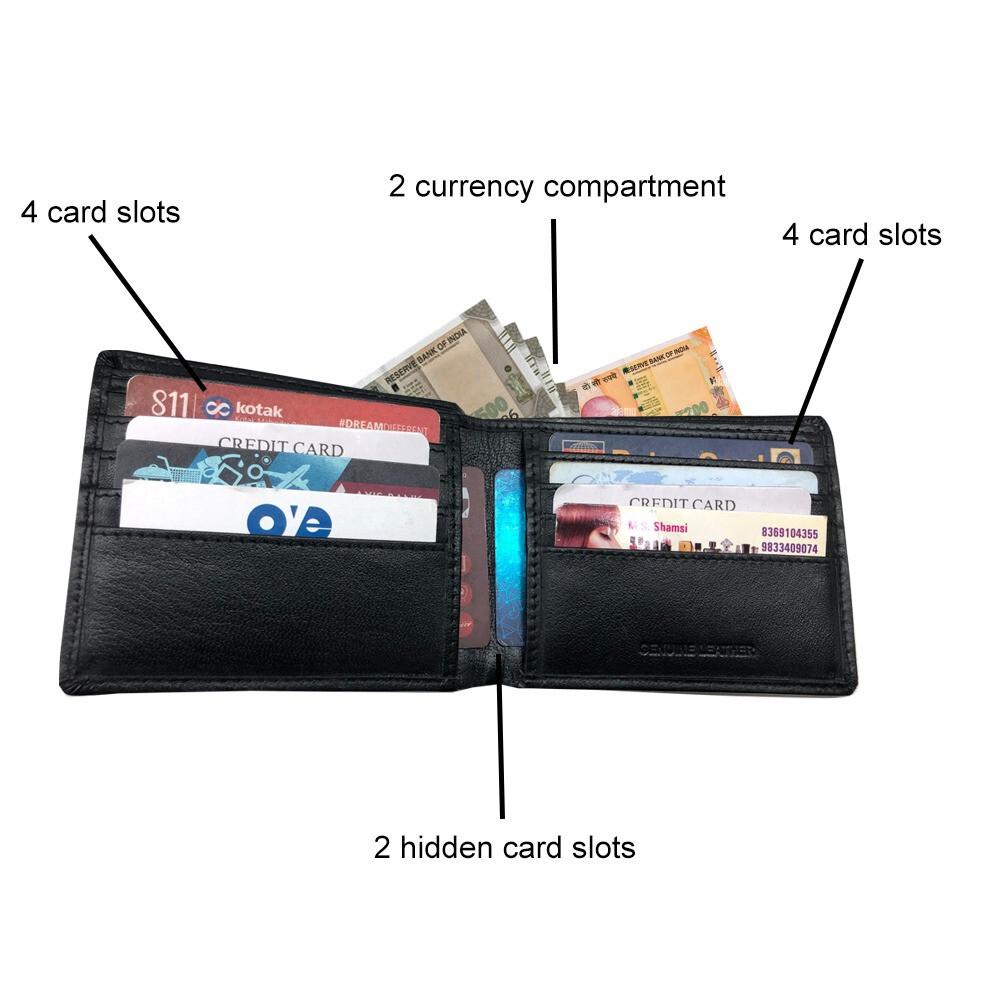 RSINC Slim Thin Leather Handmade Credit,Cash Wallet Holder Bifold | Black Three. B0DS13LWFP