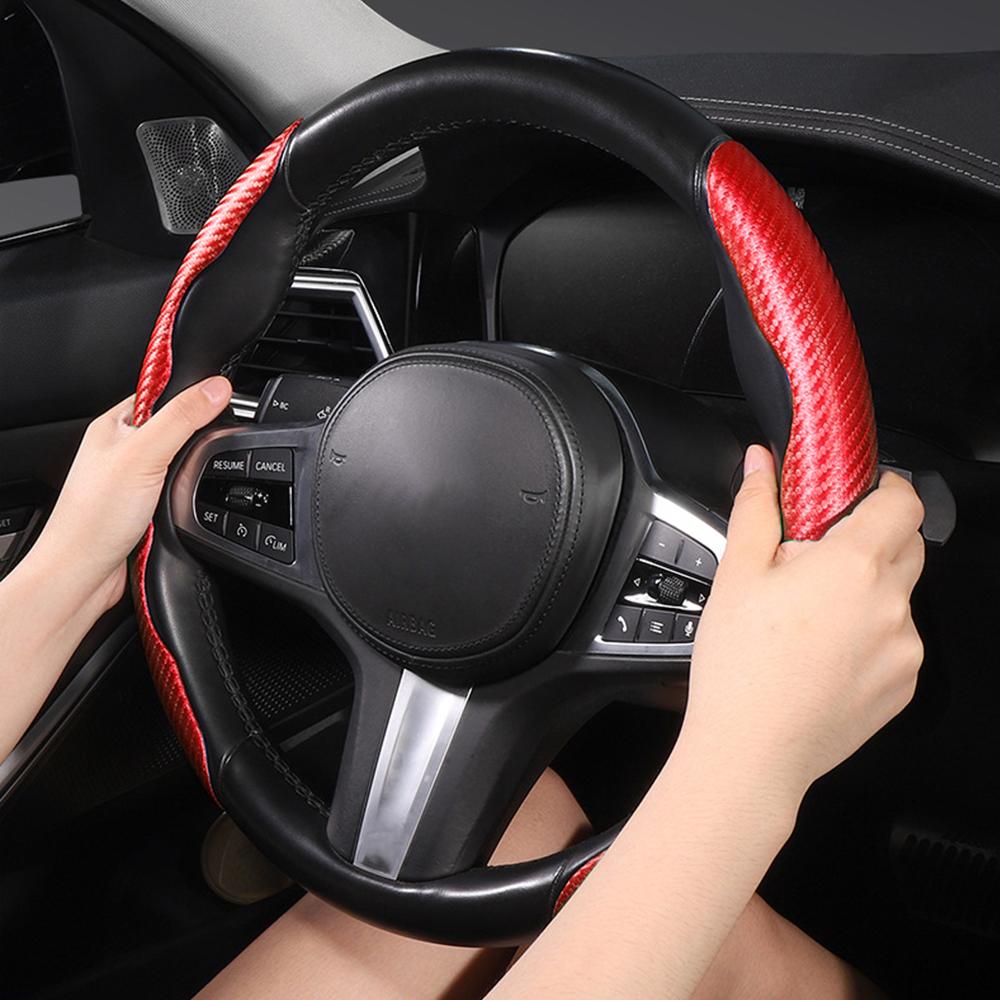 Universal Non-Slip Carbon Fiber Car Steering Cover Steering Wheel Booster Cover for Car Auto Interior Decorative Accessories