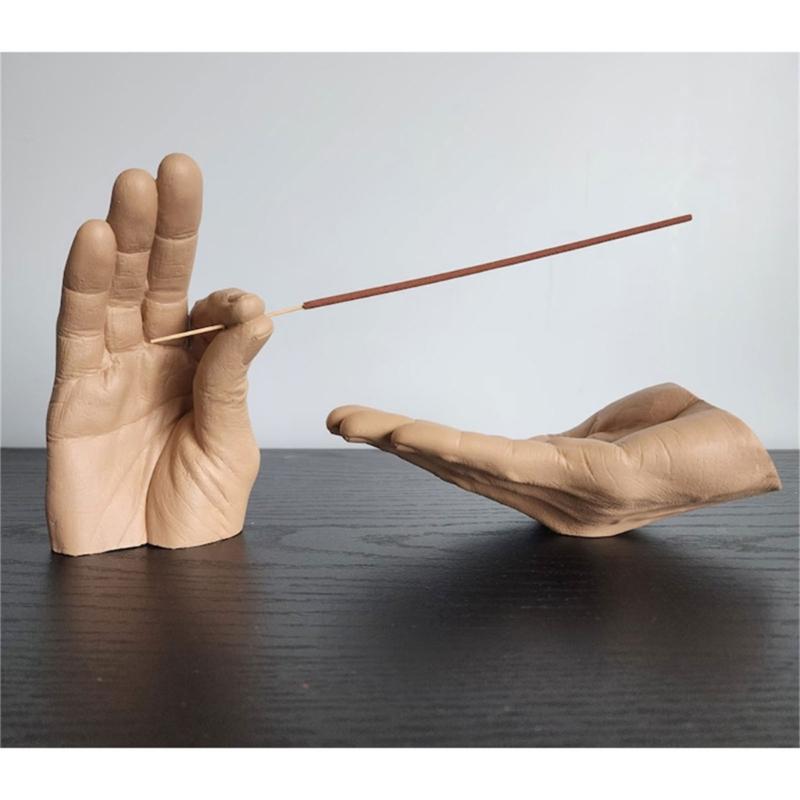 Держатель для благовоний из человеческой руки из смолы с улавливателями пепла для медитаций в йоге и украшения для дома