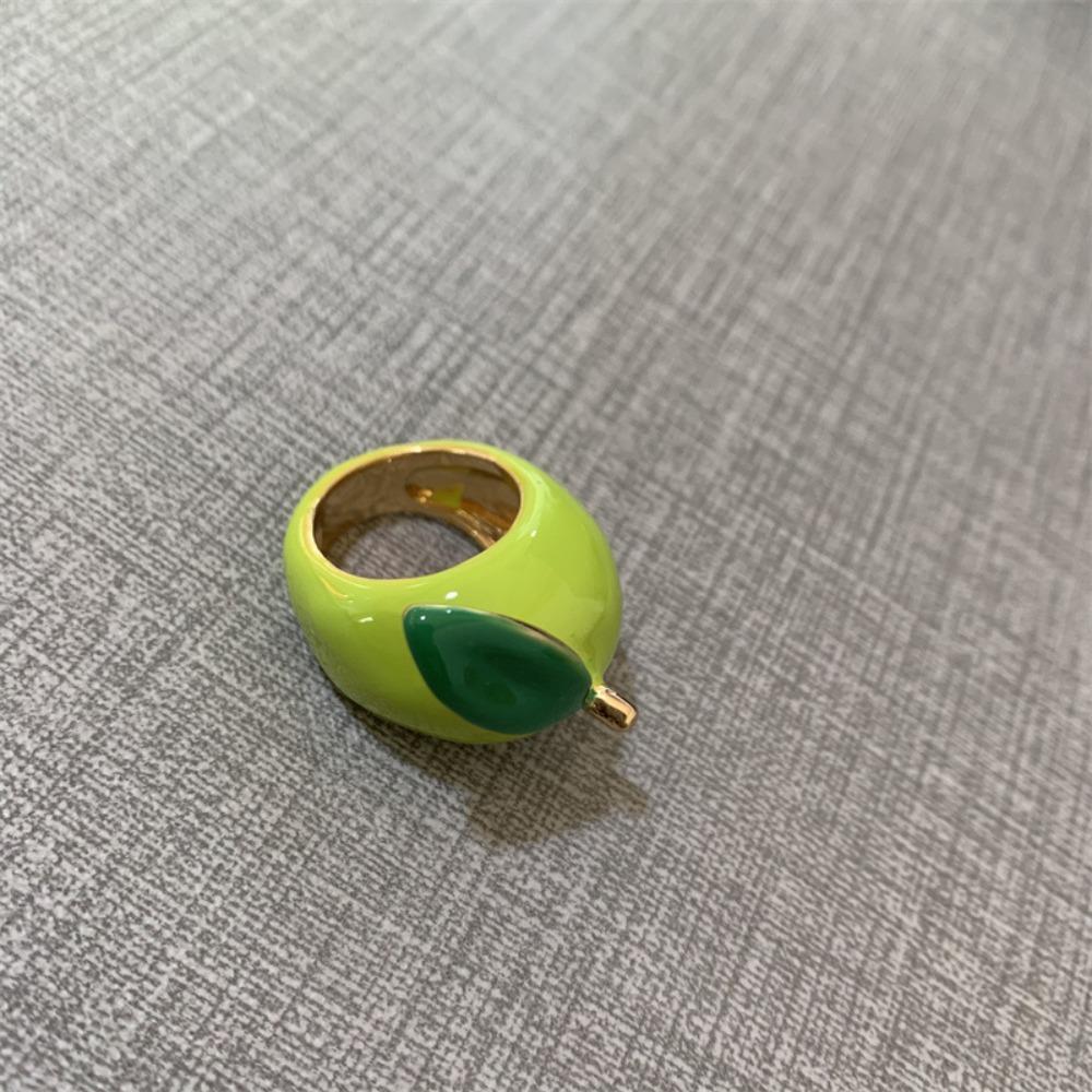 Cherry Drip Oil Ring Lemon Fruit Enamel Ring Personality Painting Ring Women