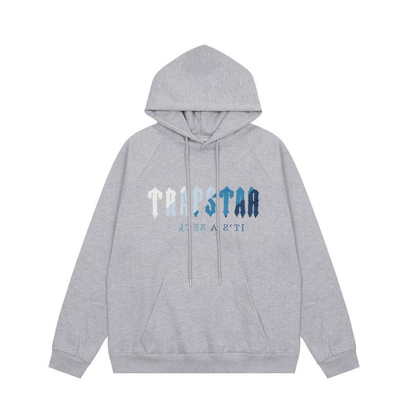 Unisex Oversized Hoodie Jogger Set With Embroidered Towel Fabric Gradient Blue White Design Fleece Lined Casual Streetwear