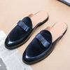 New Men's Suede Bowtie Patchwork Half Slippers Driving Shoes Male Casual Mules Moccasins Breathable Loafers Zapatos Hombre