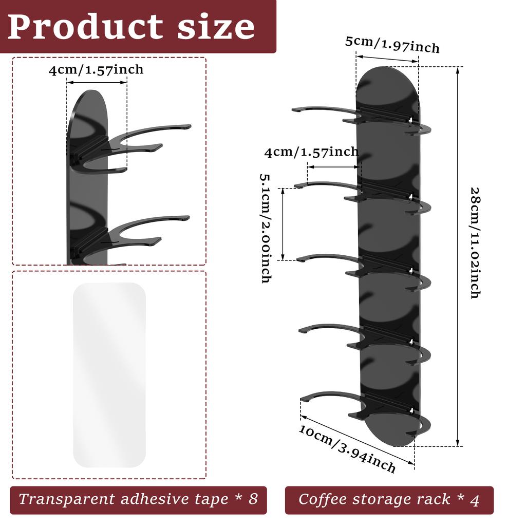 4 шт. Настенный держатель для кофейных капсул, экономящий место, органайзер для капсул, настенная или крепящаяся к кофемашине стойка для хранения с клеем для дома