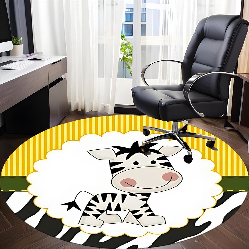 1pc Zebra, CartoonChair Carpet for Office, Indoor Non-Slip Washable Polyester Fiber Carpet, Mat For Office, Machine Washable