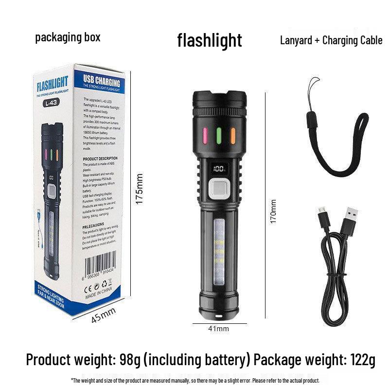 Portable USB Rechargeable High-Brightness LED Flashlight for Outdoor and Emergency Use