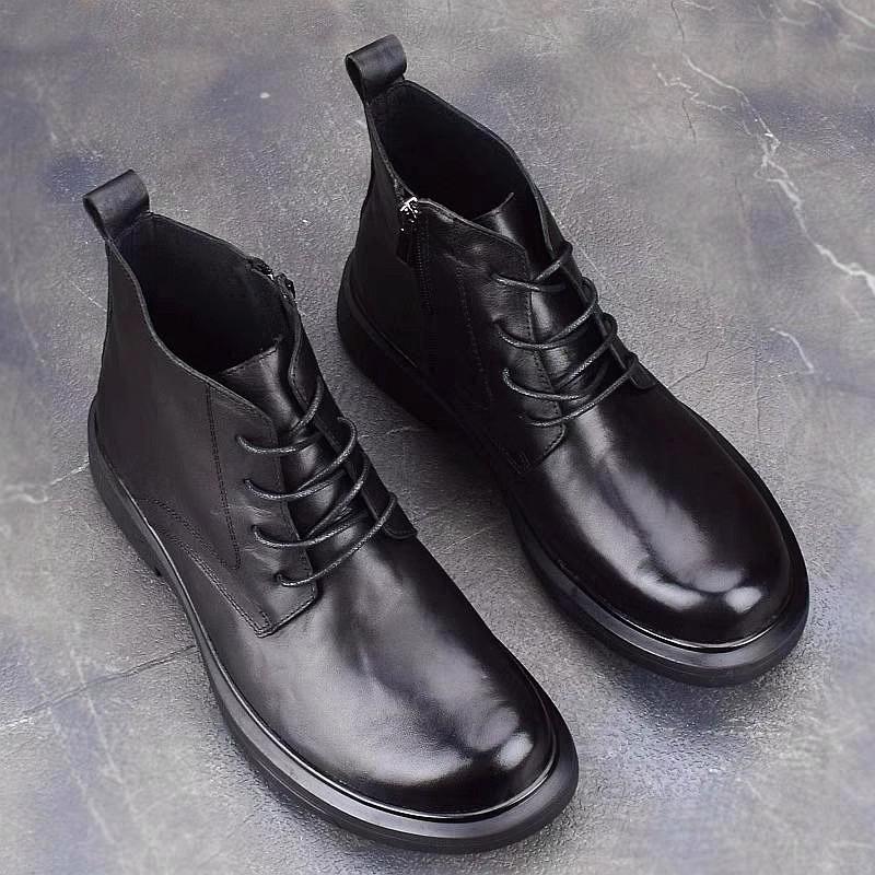 Martin boots men's boots high-top autumn and winter velvet thick-soled casual boots medium-top fashion leather boots