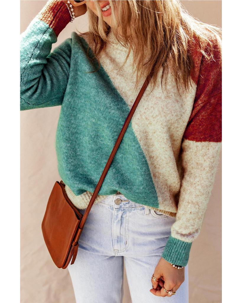 Azura Exchange Свитер с круглым вырезом и отделкой в рубчик в стиле колор-блок