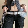 Rivet Leather Fur Belt PU Leather Plush Belt Personality Y2K Waistband  Dress Decoration