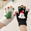 Cartoon Christmas Gloves Thicken Five Finger Gloves Cute Xmas Winter Gloves Christmas Festival