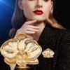 Vintage Orchid Flower Brooch Corsage Ornament Metal Glossy Brooch Butterfly Orchid Pin  Banquet