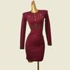 Color Matching Ladies Long Sleeves Bodycon Dress Fashion Wind Early Autumn New Arrival Silm Chest Showing Classic Style Knitting Dress