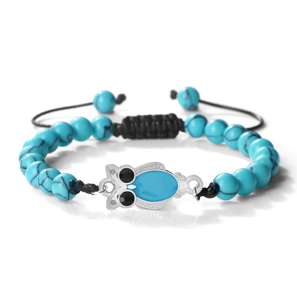 6 мм Кулон Сова Черный Матовый Браслет Для Мужчин Регулируемый Животное Шарм Браслет Бохо Готическая Бижутерия Идея Подарка Унисекс Изящный Аксессуар