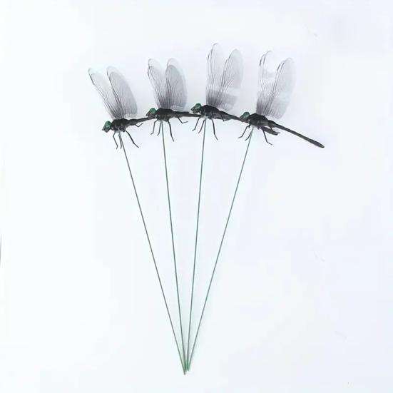 Садовые колышки Стрекоза 3D Большие колышки Стрекоза Вставка для кашпо Украшение стрекоза с палочкой для помещения улицы Оконный ящик Балкон