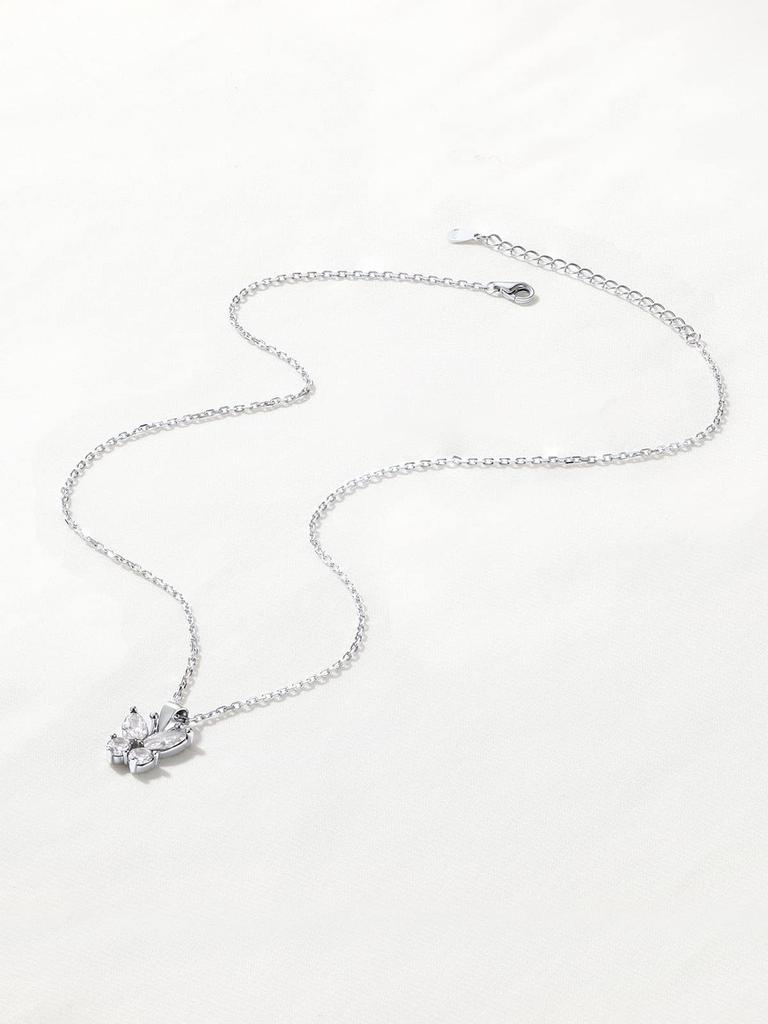 Butterfly Necklace for 925 Zirconia Pendant Day Women [SILVERCUTE] Women, Silver, Top, Hypoallergenic, Cute, Popular, Mother's Gift,