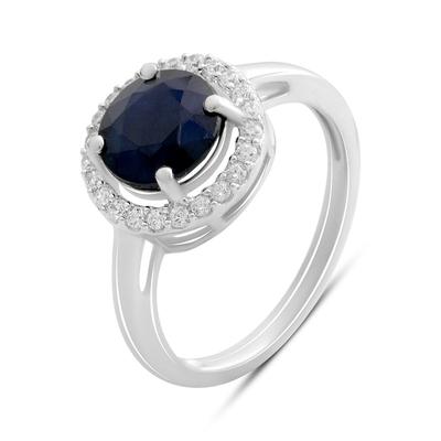 Серебряное кольцо с натуральным сапфиром 2.895ct, фианитами, вес изделия 2,97 гр (2180913)
