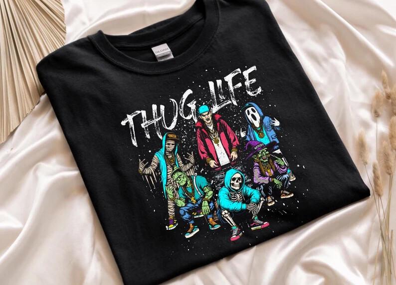 Thug Life Shirt Halloween T-Shirt Halloween Mummy Shirt Skeleton Shirt Spoo