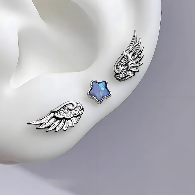Новая Мода Крылья Нержавеющая Сталь Гвоздик для Пирсинга Уха Блестящая Трендовая Серьга для Женщин Аксессуар