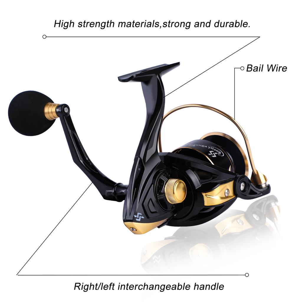 SOUGAYILANG 12 + 1BB Rotating Fishing Reel 5.2:1 High Speed Gear Ratio Smooth Fresh Water Brine Rotating Fishing Reel 1000-4000