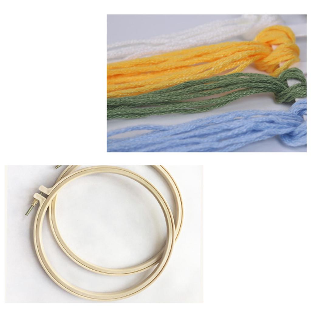 Embroidery Starter Kits with Pattern and Instructions Cross Stitches Set Flower Plant Stamped Embroidery Hoop Needlework