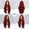 MISS WIG Women Fashion Long Body Wave Lace Front Ginger Orange Wig Without Bangs Synthetic Fiber Water Wave Wig Daily Wear