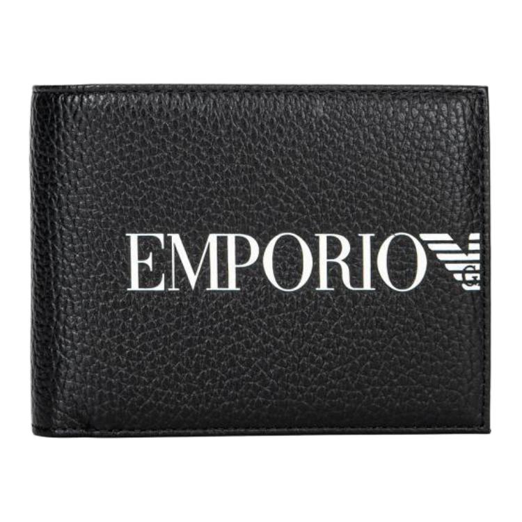 Emporio Armani Простой Логотип Повседневный Портативный Кожаный Кошелек Мужской кошелек Черный EM003591-AF19355-UC001