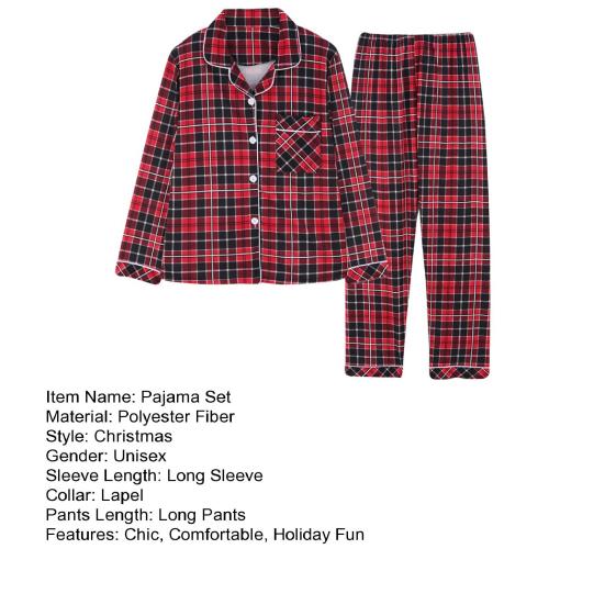 Family Christmas Pjs Matching Set Plaid Long Sleeve Button Down Sleepwear Holiday Soft 2 Piece Lounge Sets