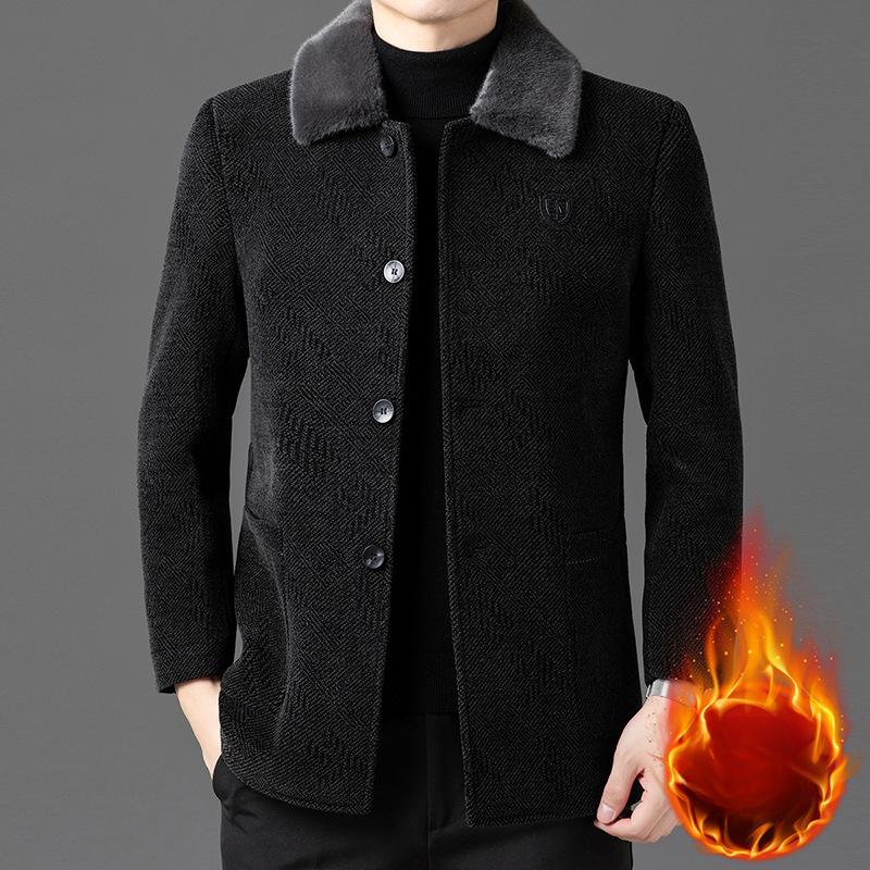 High-end Woolen Coat Men's Coat Top Lapel Jacket Spring and Autumn New Fashion Casual Woolen Jacket Men